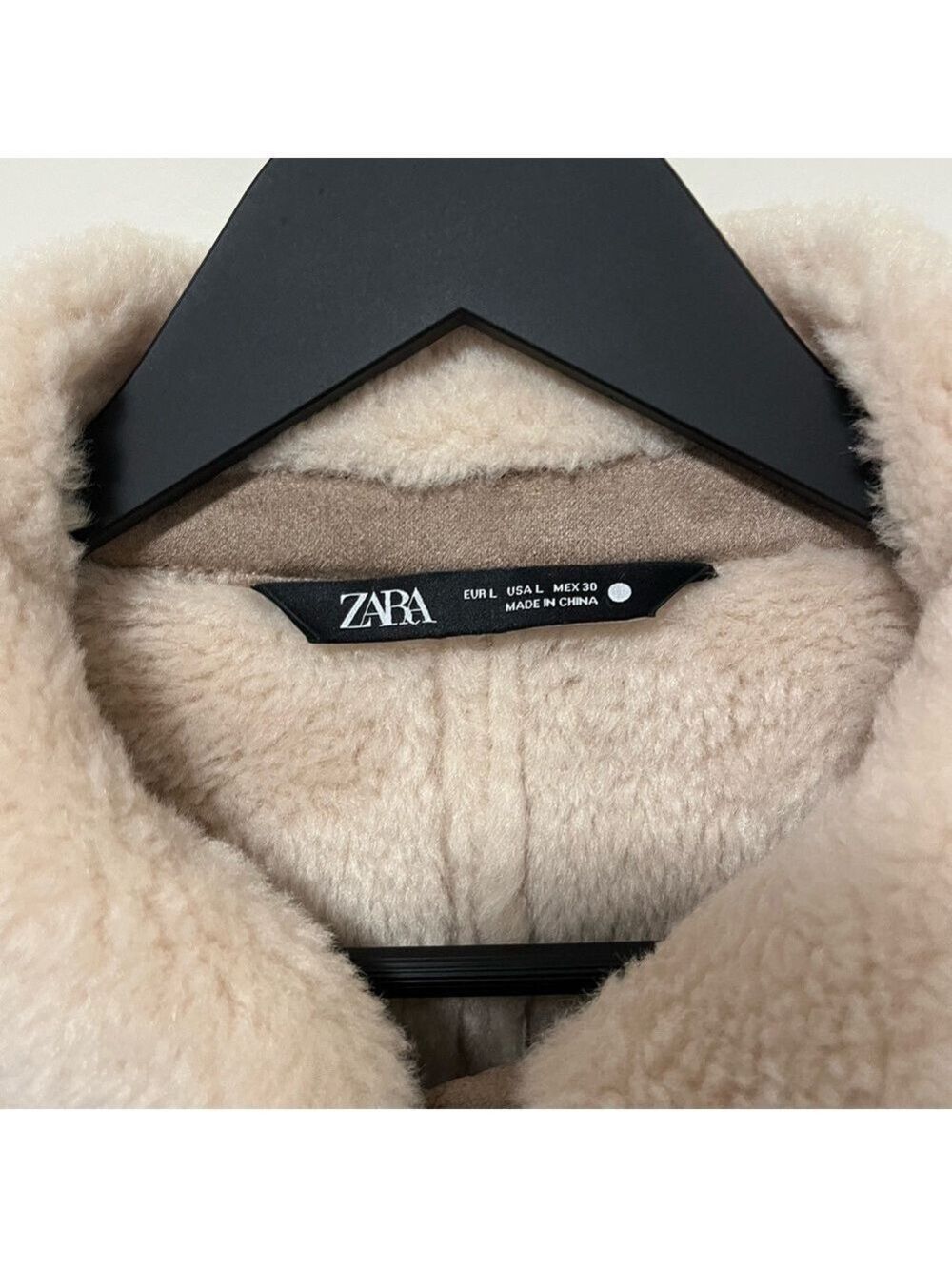 BRAND NEW ZARA ZW COLLECTION DOUBLE FACED FAUX SUEDE SHERPA JACKET TAUPE Large - Picture 9 of 16